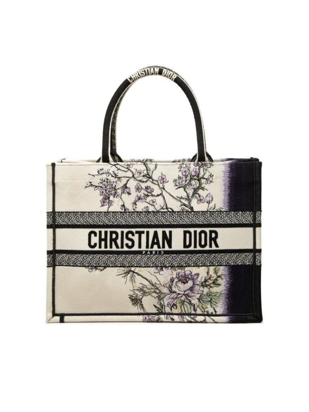Dior Book Tote Bag Medium Ivory Multicolor Canvas